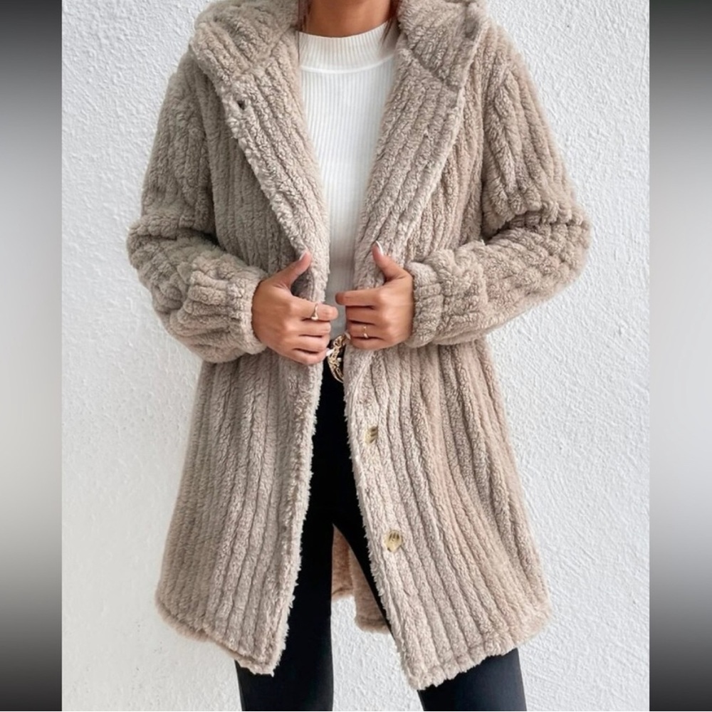 Cozy teddy Button Down Hoodie Jacket Coat - Picture 6 of 6